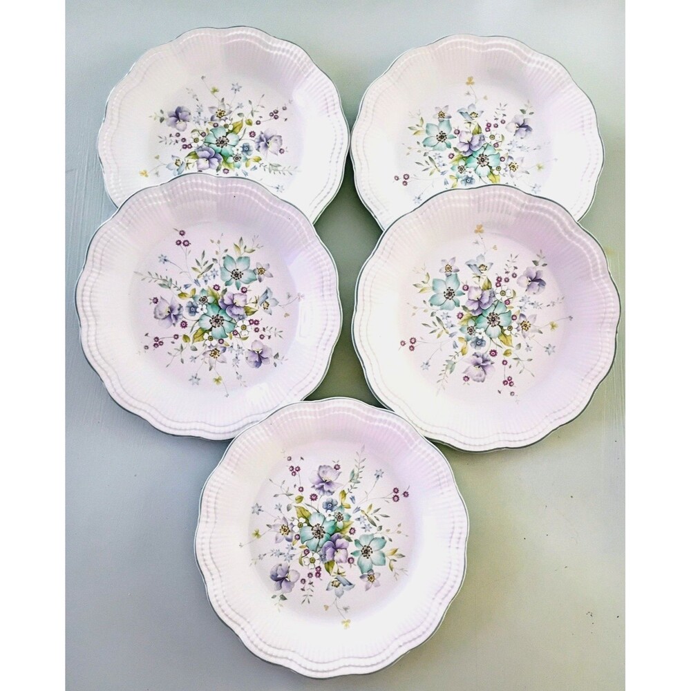 5 Mikasa Allura Chantal Pattern Bread/Dessert Plates DH 902 Vintage 1980s